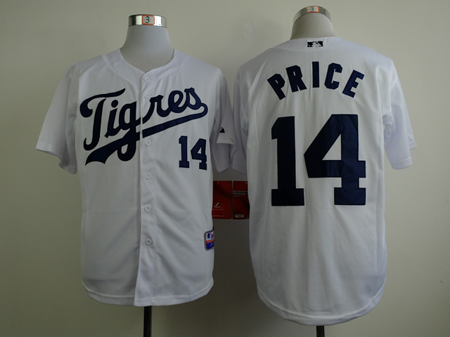 Men Detroit Tigers #14 Price White MLB Jerseys->detroit tigers->MLB Jersey